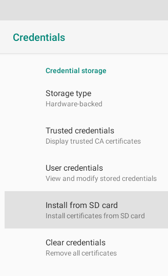 ChromeOS Credentials screen