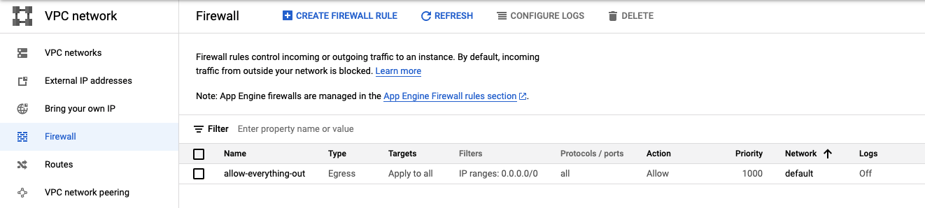 GCP firewall