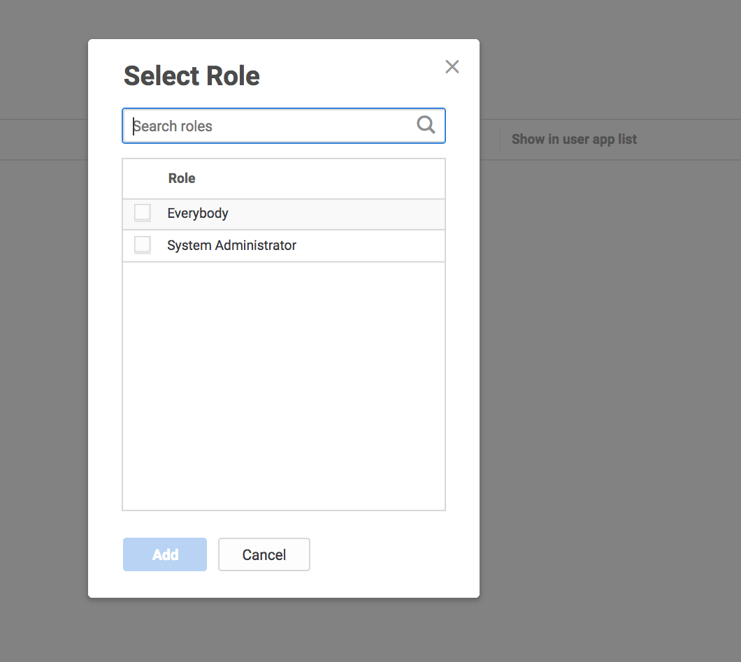 Centrify Settings Select Role dialog